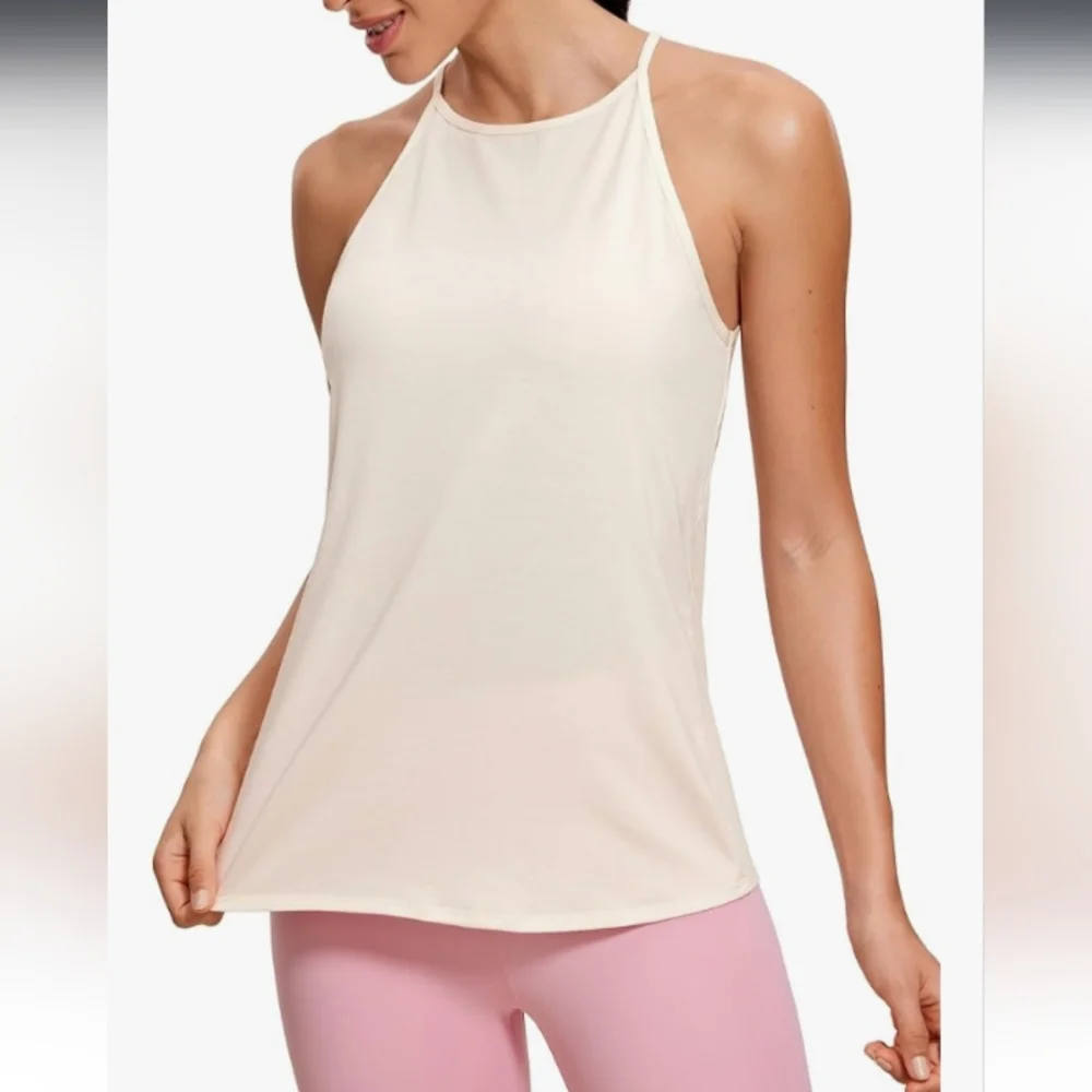 CRZ YOGA Halter High‎ Neck Workout Tops for Women Flowy Cami Sleeveless Tank S - Picture 2 of 6
